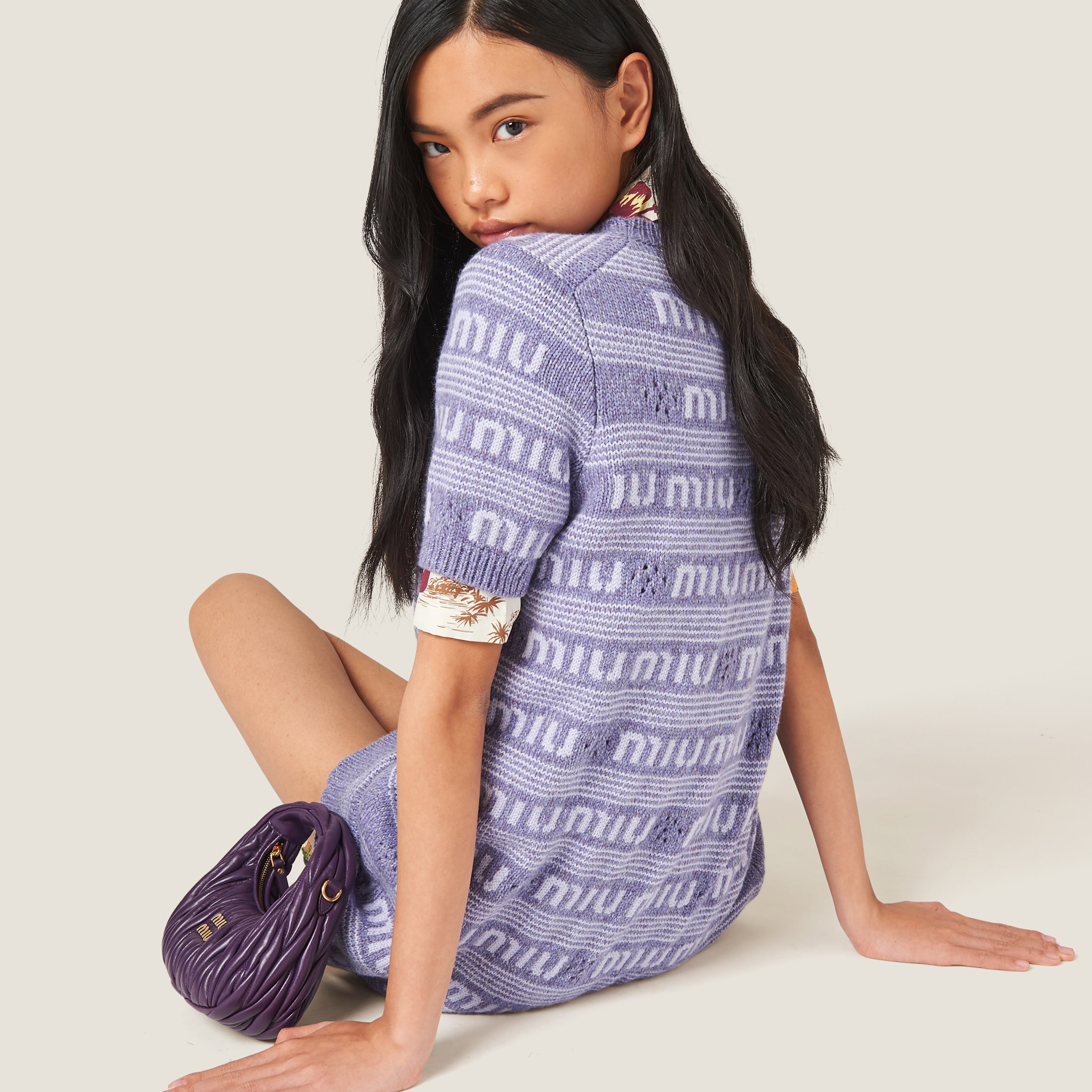 Wool and cashmere dress with logo - 4