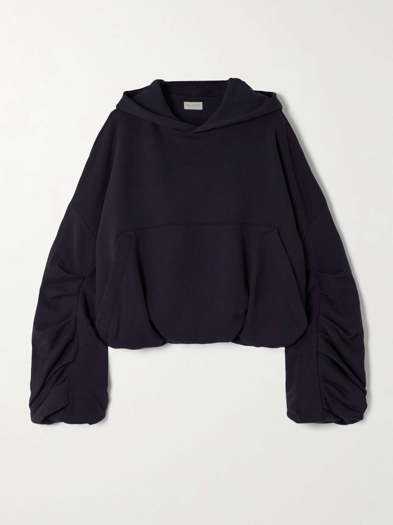 Oversized gathered cotton-jersey hoodie - 1