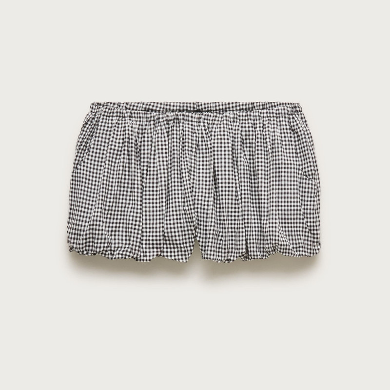 Bubble-hem beach short in gingham 1