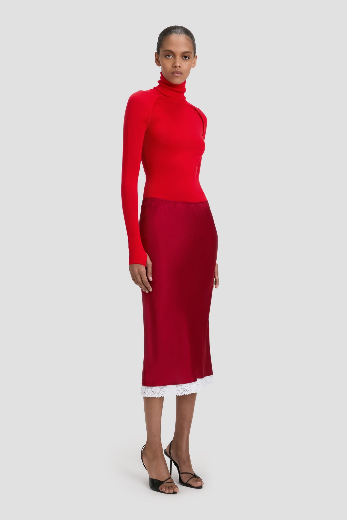 High Neck Top In Dark Bright Rose - 4
