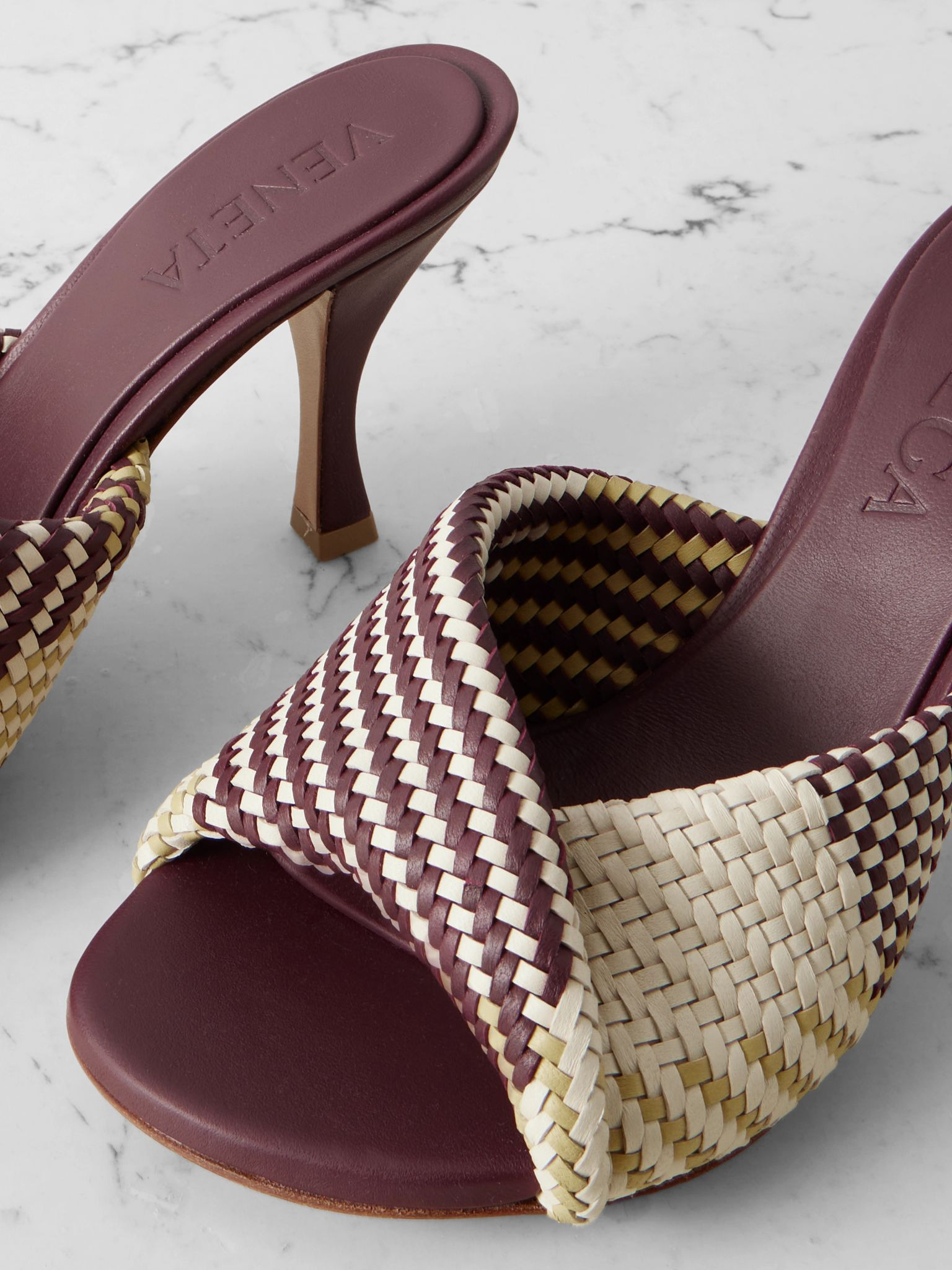 Blink twisted intrecciato leather mules Burgundy - 4