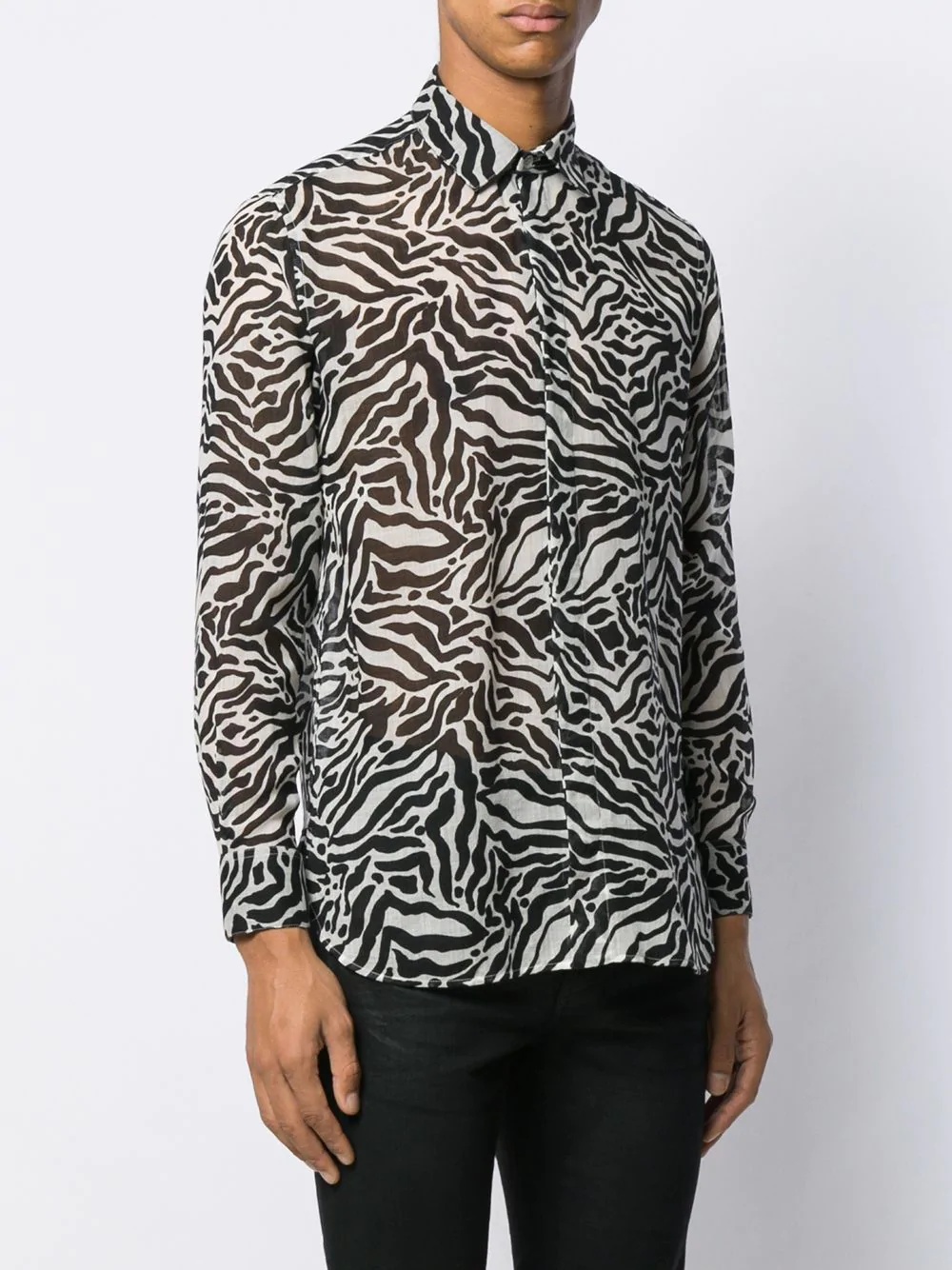 zebra-print long-sleeved shirt - 3