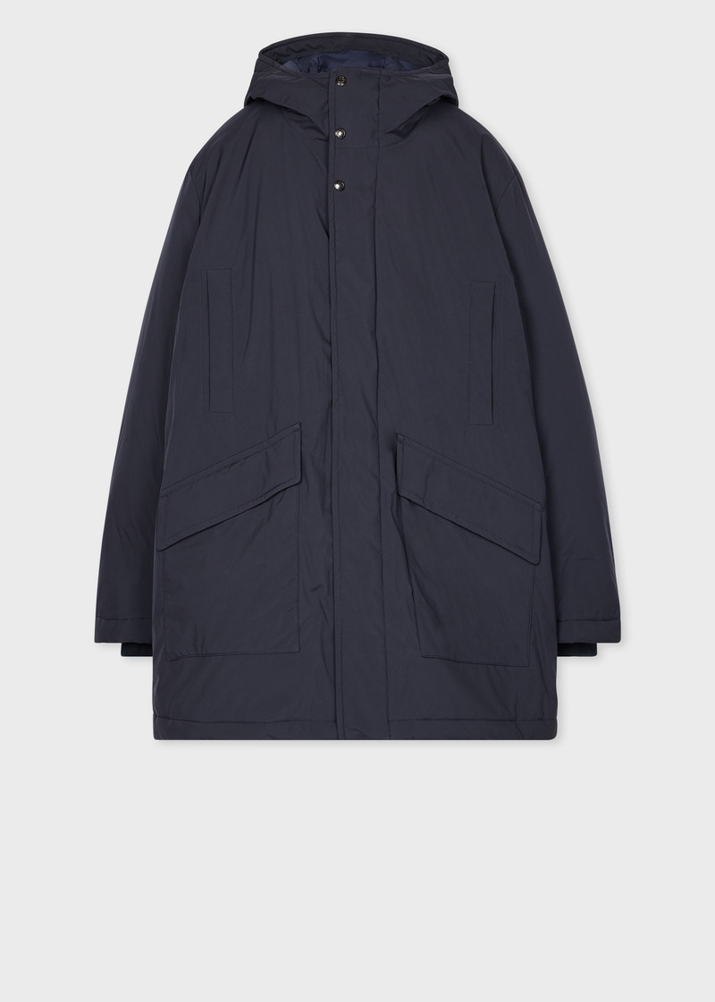 Navy Two-Layer Recycled Polyester-Blend Down Parka 1