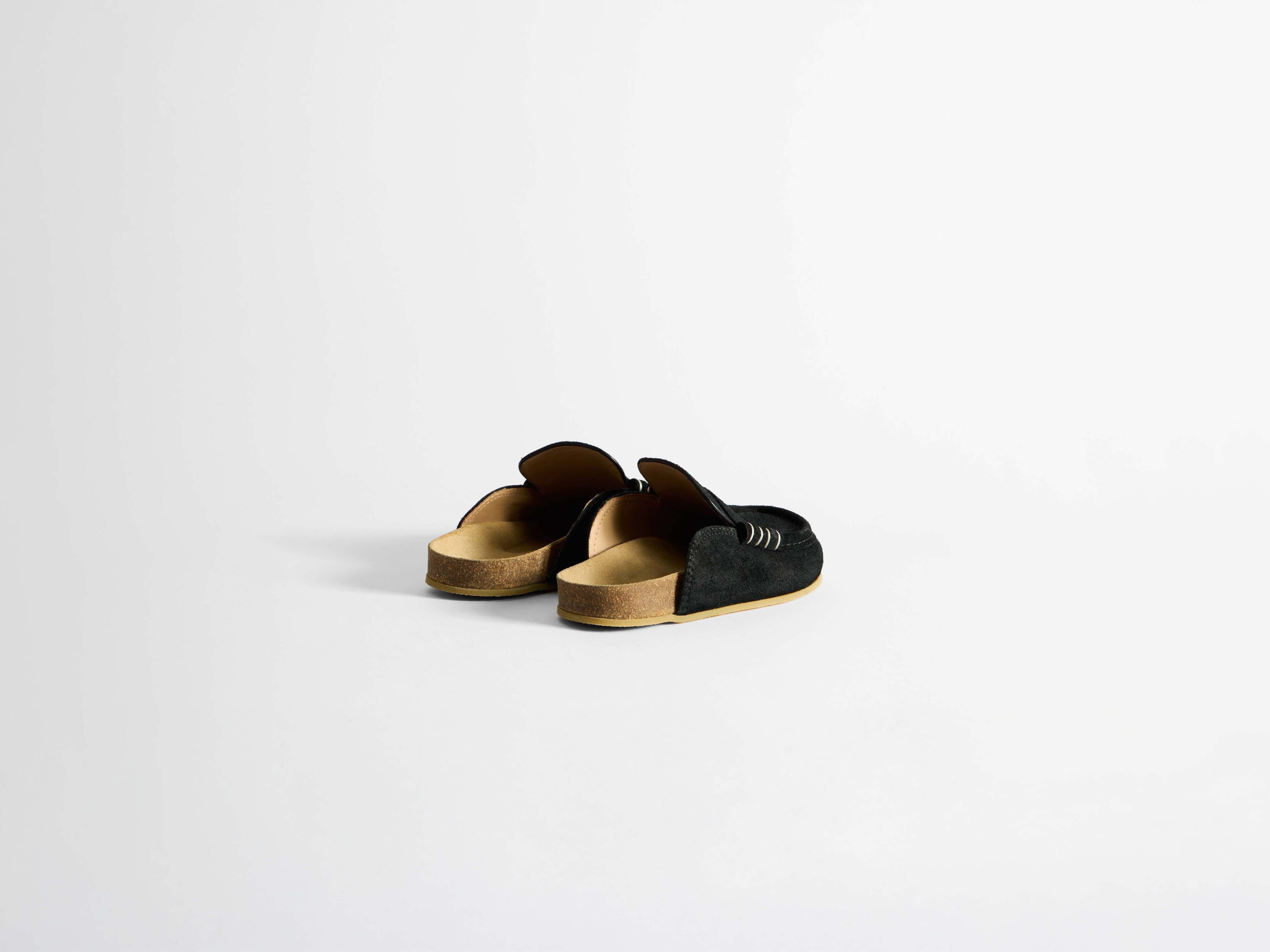 WOMENS STITCH LOAFER MULES IN BLACK - 3