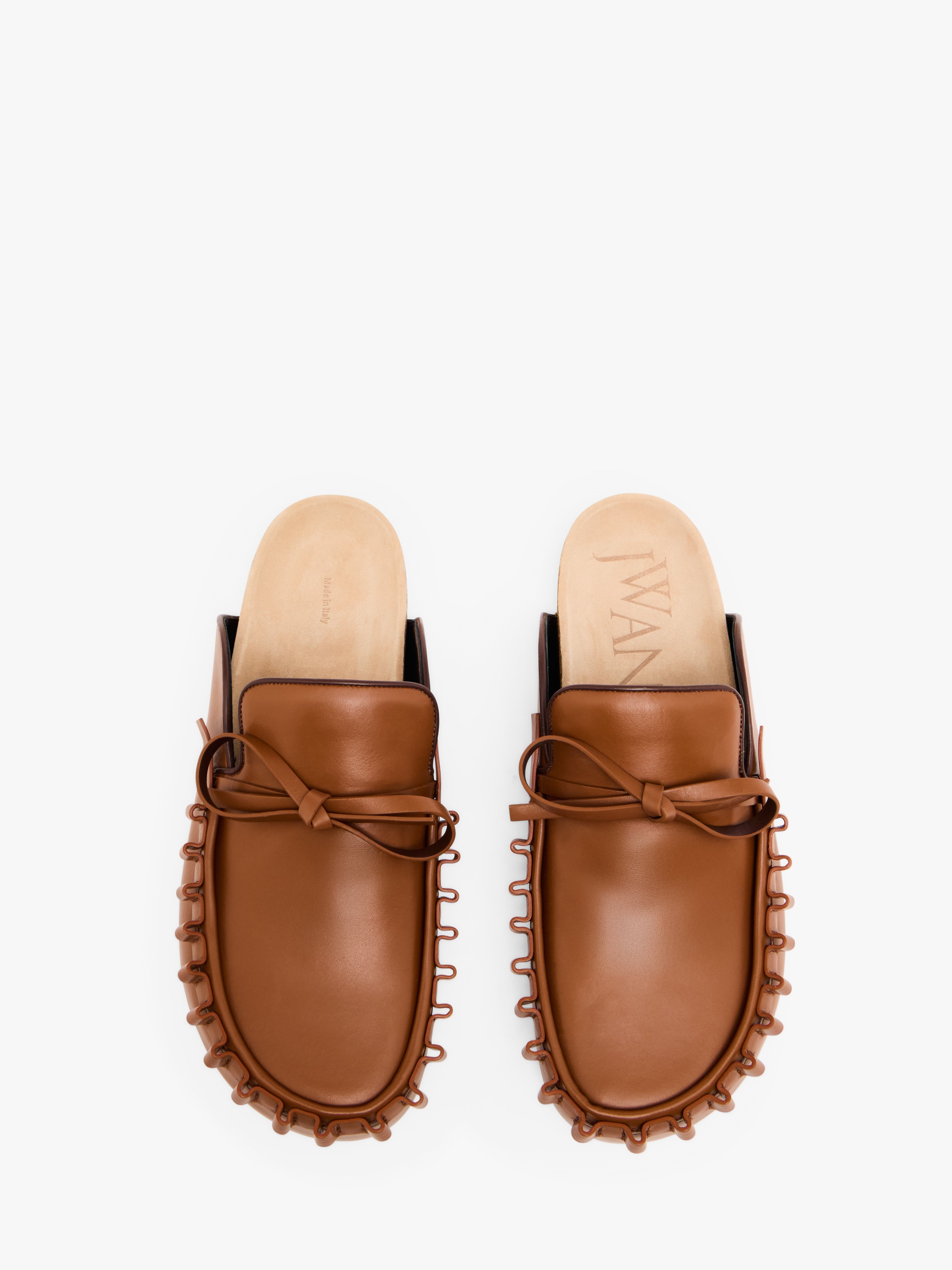 RUFFLE LOAFER LEATHER MULES - 4