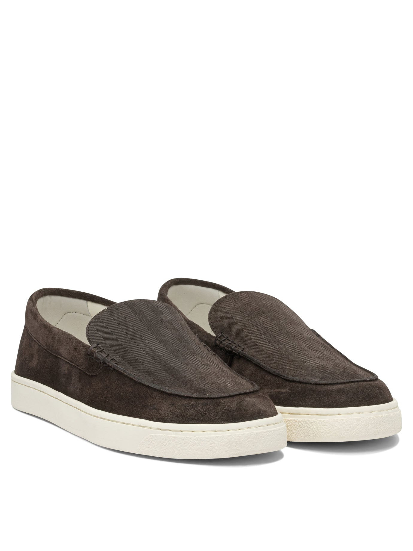 Brunello Cucinelli Men Chevron-Effect Suede Loafers - 2