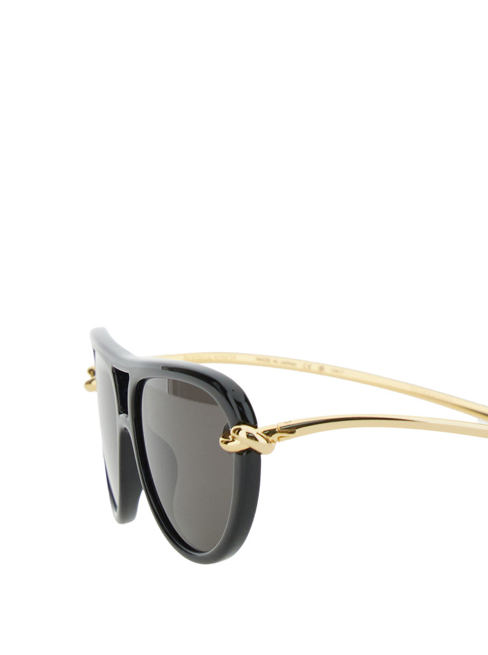 Bottega Veneta Women Black Sunglasses With Cut-Out Motif On The Temples And Knot Detail On The Templ - 3
