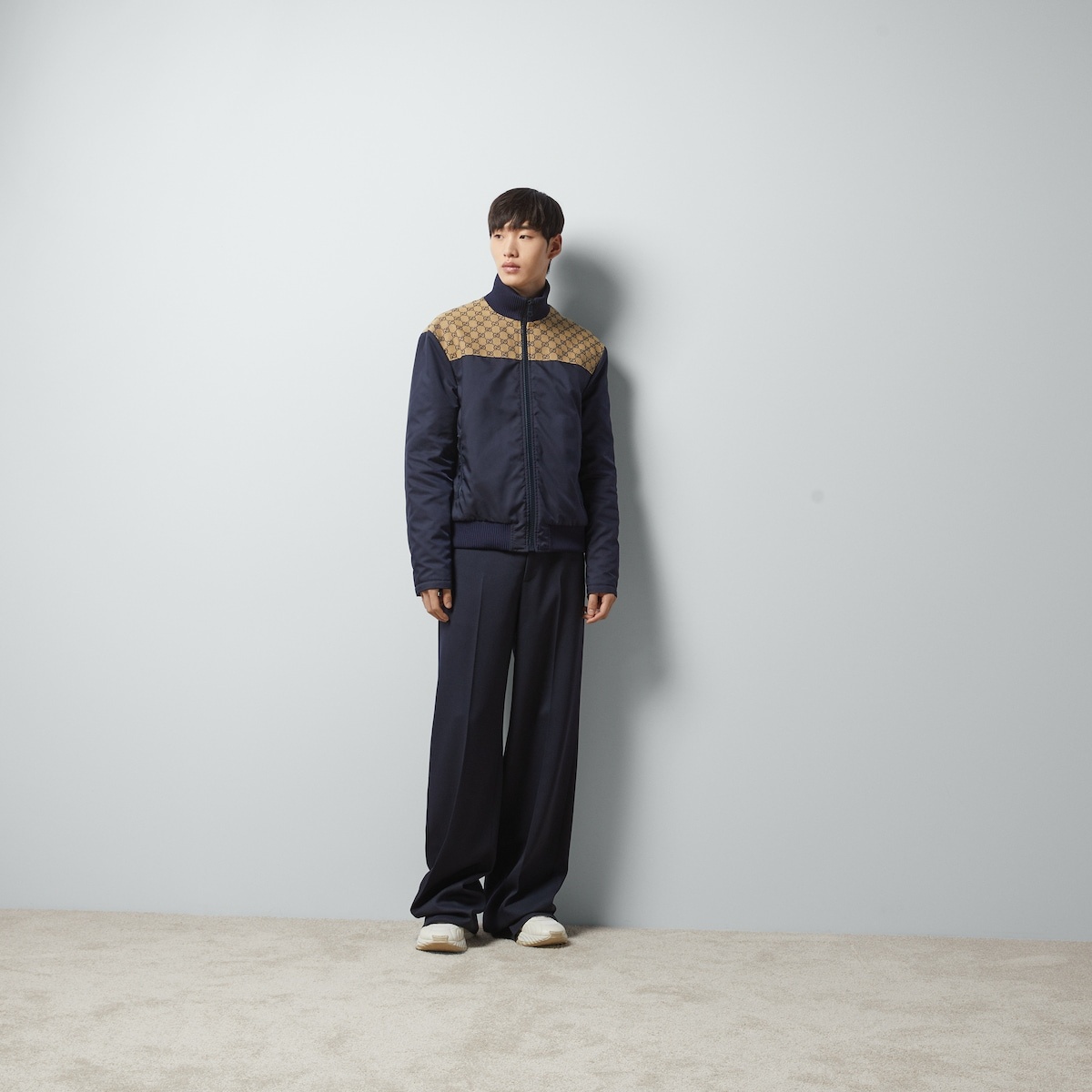 Nylon canvas zip jacket with GG - 2