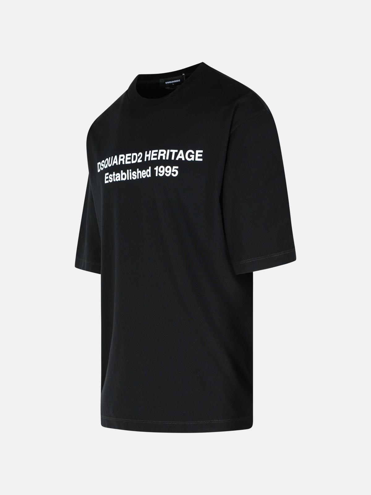 'HERITAGE' BLACK COTTON T-SHIRT - 2