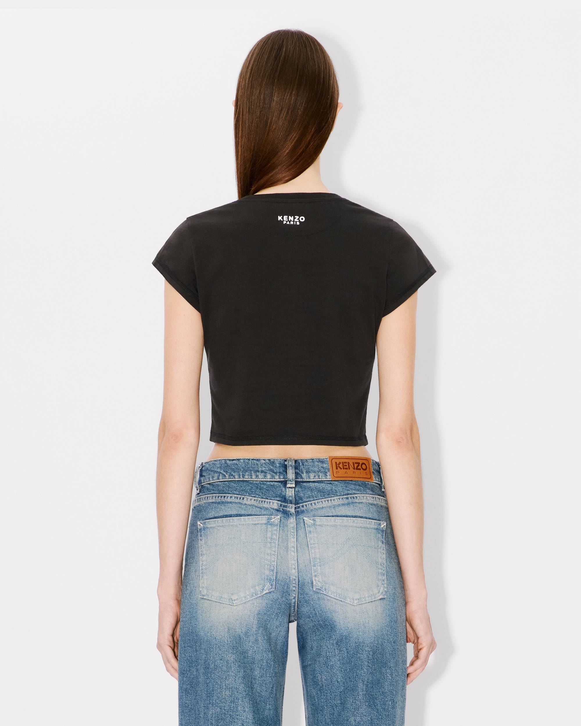 'Boke Flower' cropped embroidered T-shirt - 4