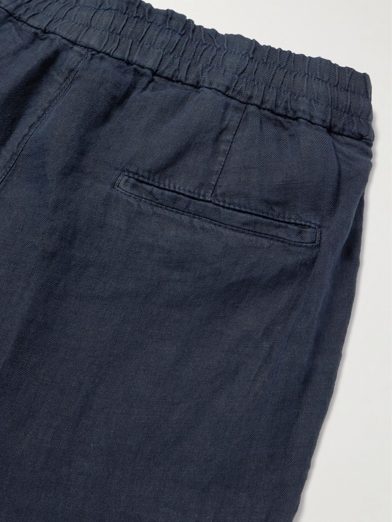 Straight-Leg Pleated Linen-Twill Drawstring Trousers Blue - 5