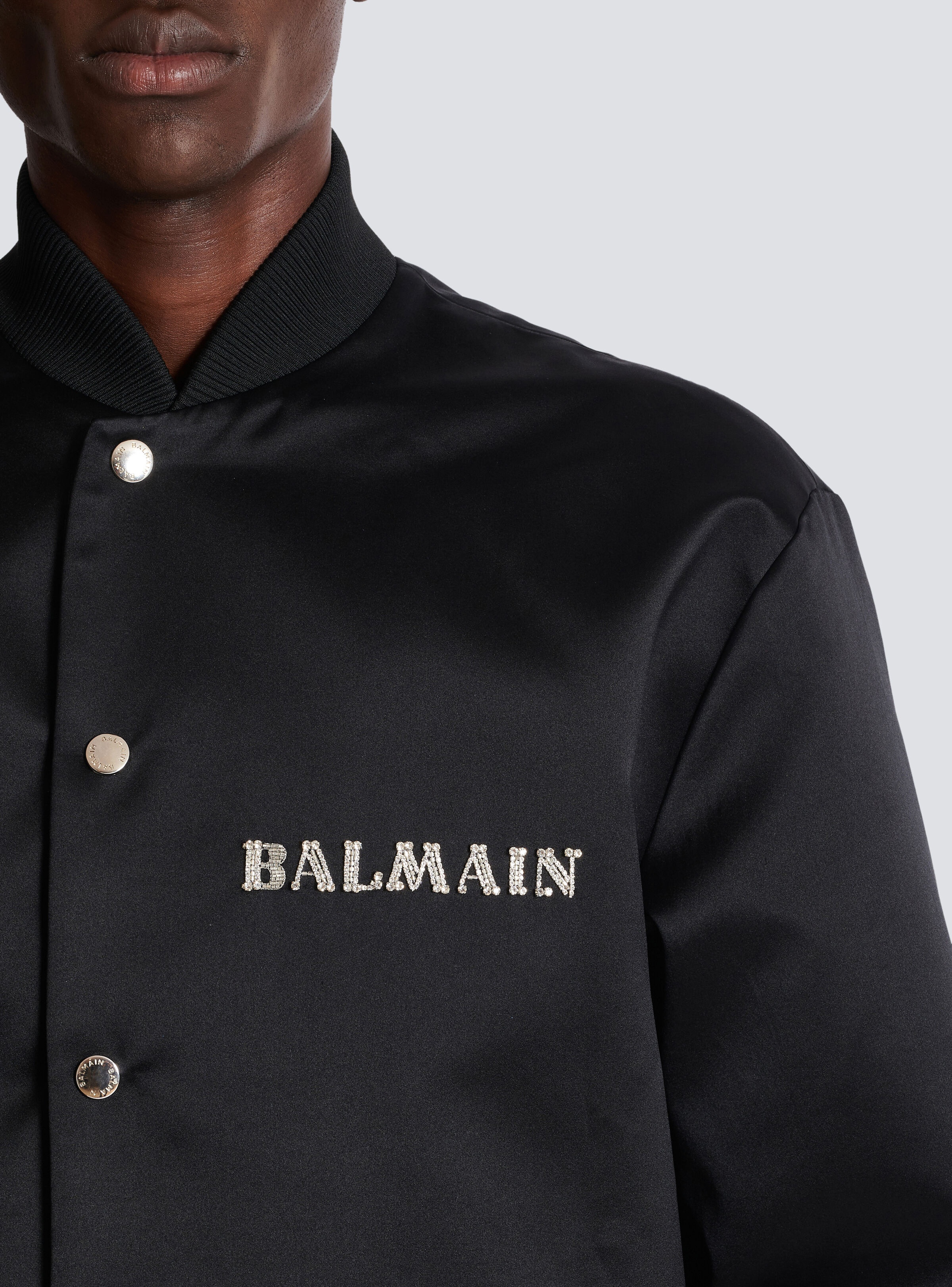 Satin bomber jacket with Balmain Galaxy embroidery - 9