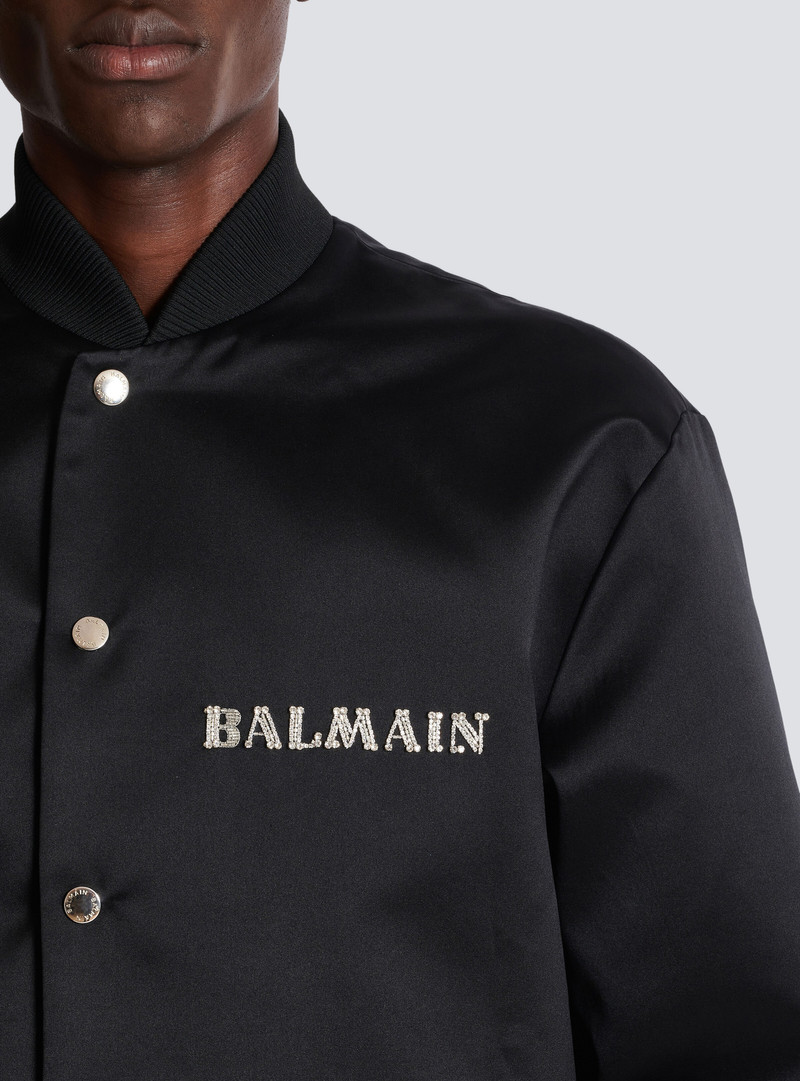 Satin bomber jacket with Balmain Galaxy embroidery 9