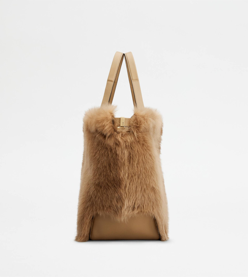 TOD'S DI BAG FOLIO IN FUR MEDIUM-SMALL - BEIGE 2