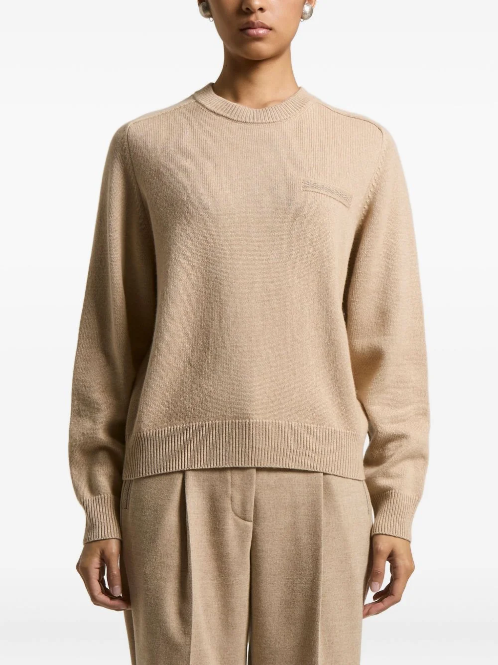 embroidered-detail crew-neck sweater - 1