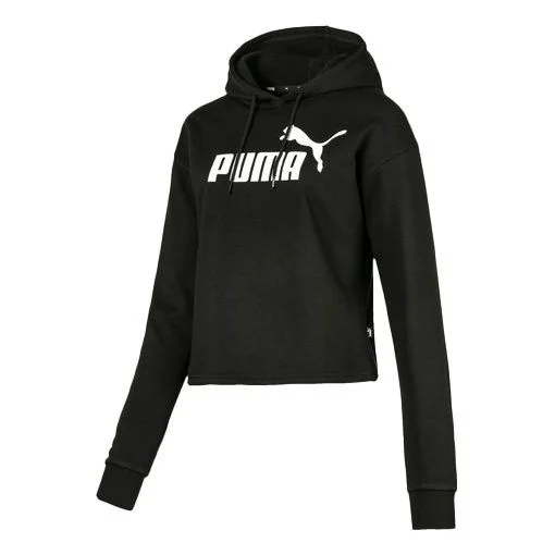 (WMNS) PUMA Elevated Essentials Cropped Fleece Hoodie 'Black' 580153-01 - 1