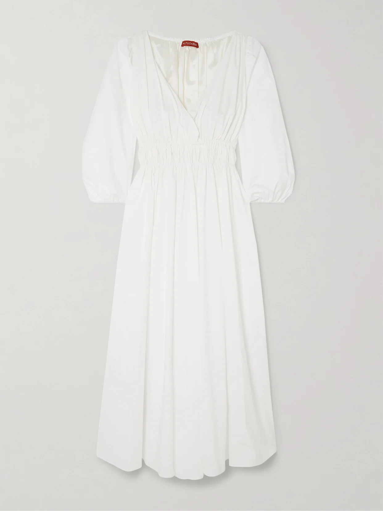 Kathleen Pleated Cotton-blend Poplin Midi Dress - 1