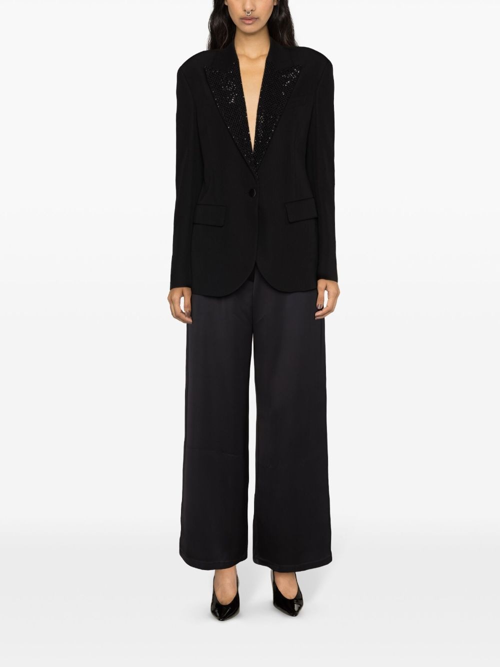Hotfix crystal-embellished blazer - 2