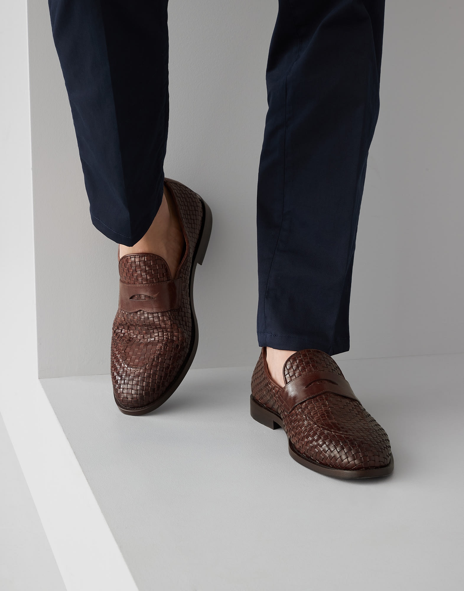 Woven calfskin penny loafers - 4
