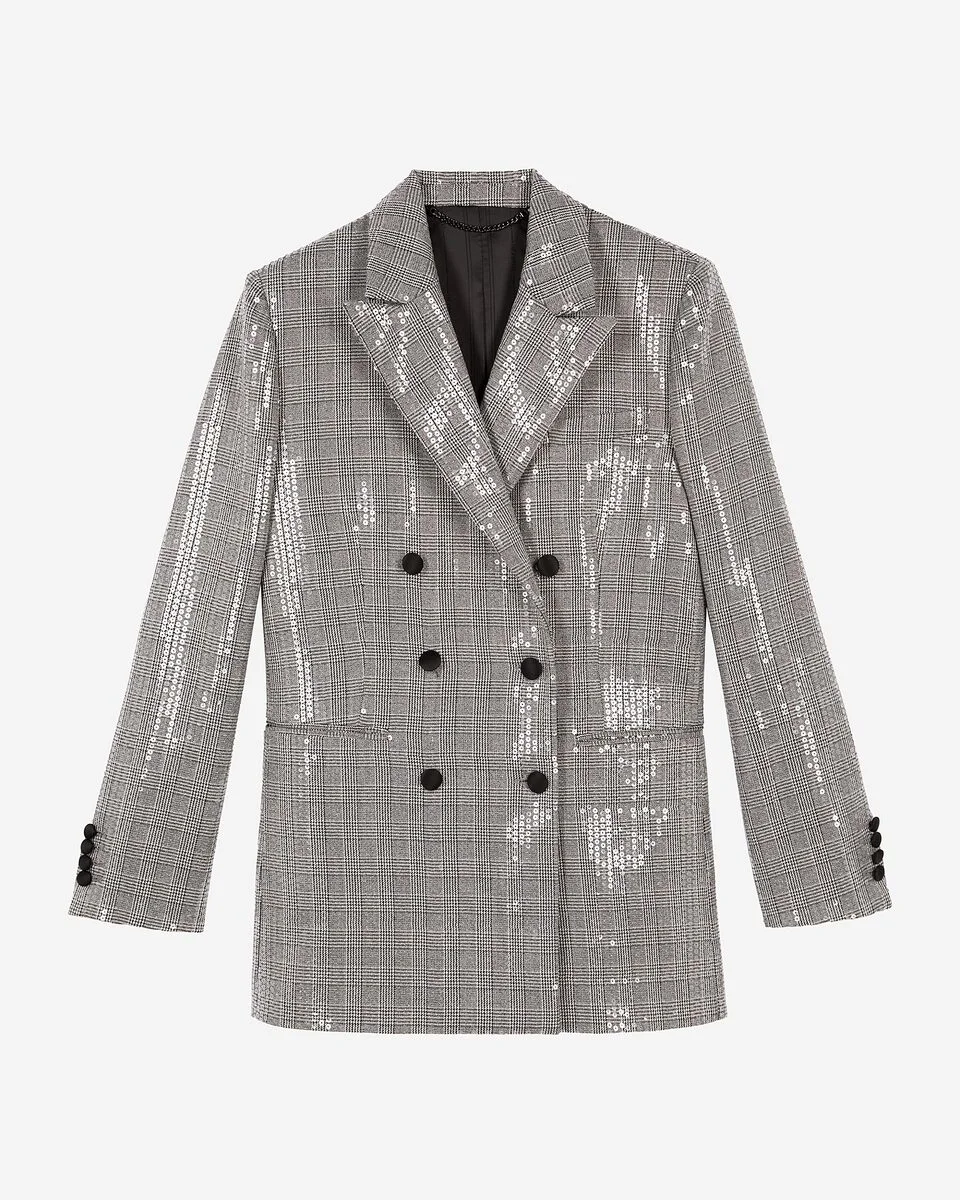 PRINCE OF WALES SEQUIN JACKET, GREY - 1