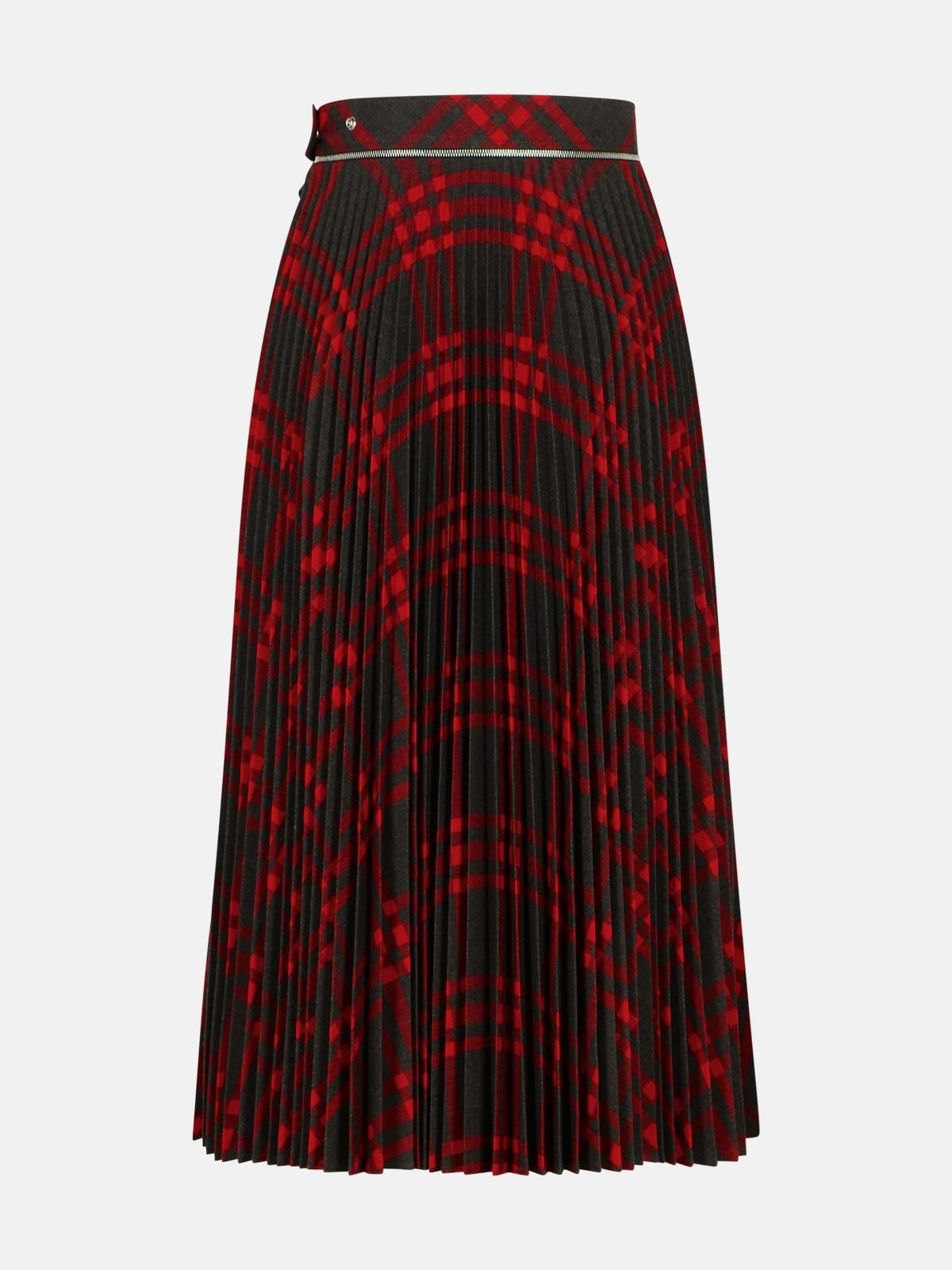 'CHECK' LONG WOOL BLEND SKIRT - 3