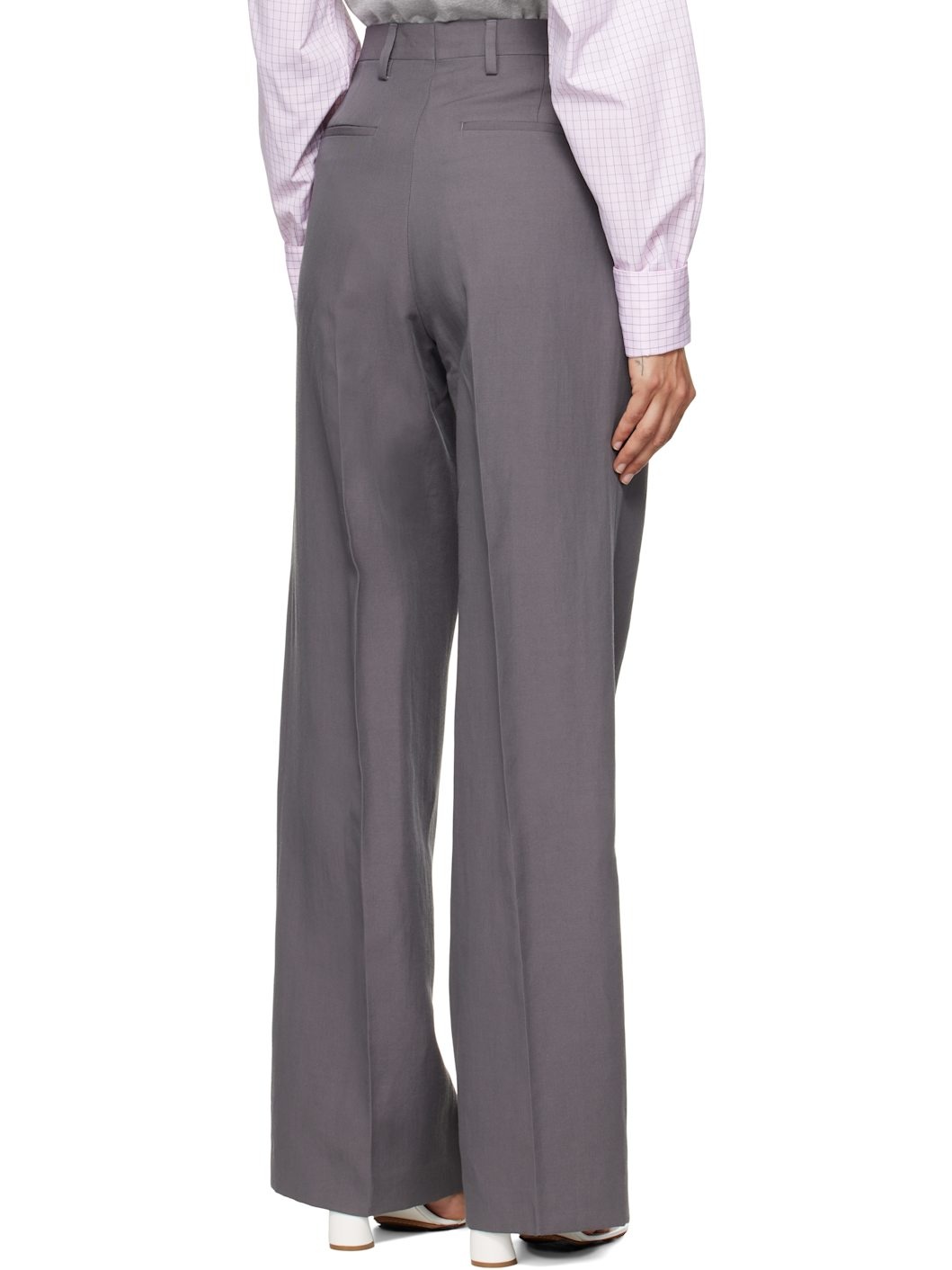 Taupe Wool & Paper Trousers - 3
