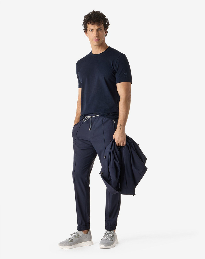 CORNELIANI Dark blue technical wool fabric joggers outlook