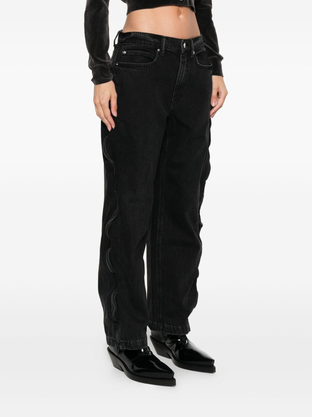 zip-detail faded jeans - 3
