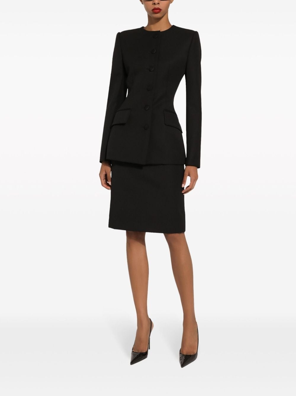 single-breasted collarless blazer - 2