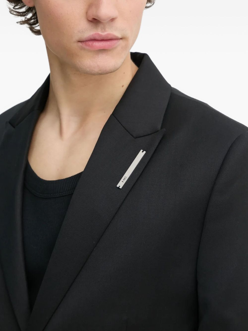 lapel-detail logo-plaque blazer - 5