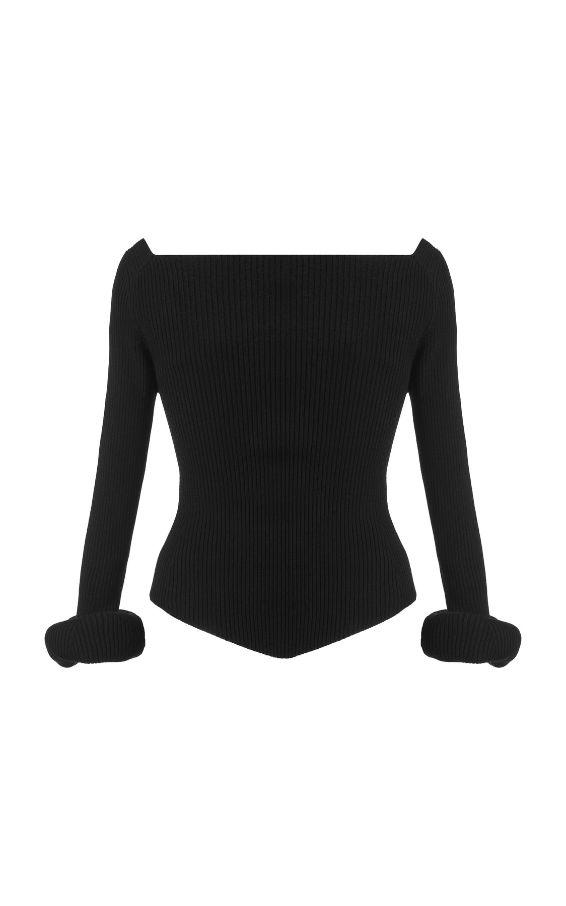 KNIT TOP WITH SQUARE DECOLLETE AND DOUGHNUT SLEEVES BLACK - 10