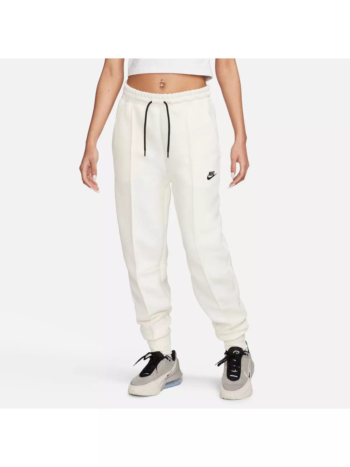 Women's Sportswear Tech Fleece Mid-Rise Joggers-Ivory - 4