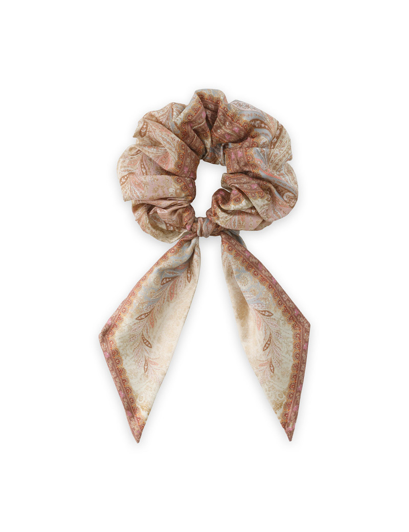 PRINTED SILK TIE SCRUNCHIE 1