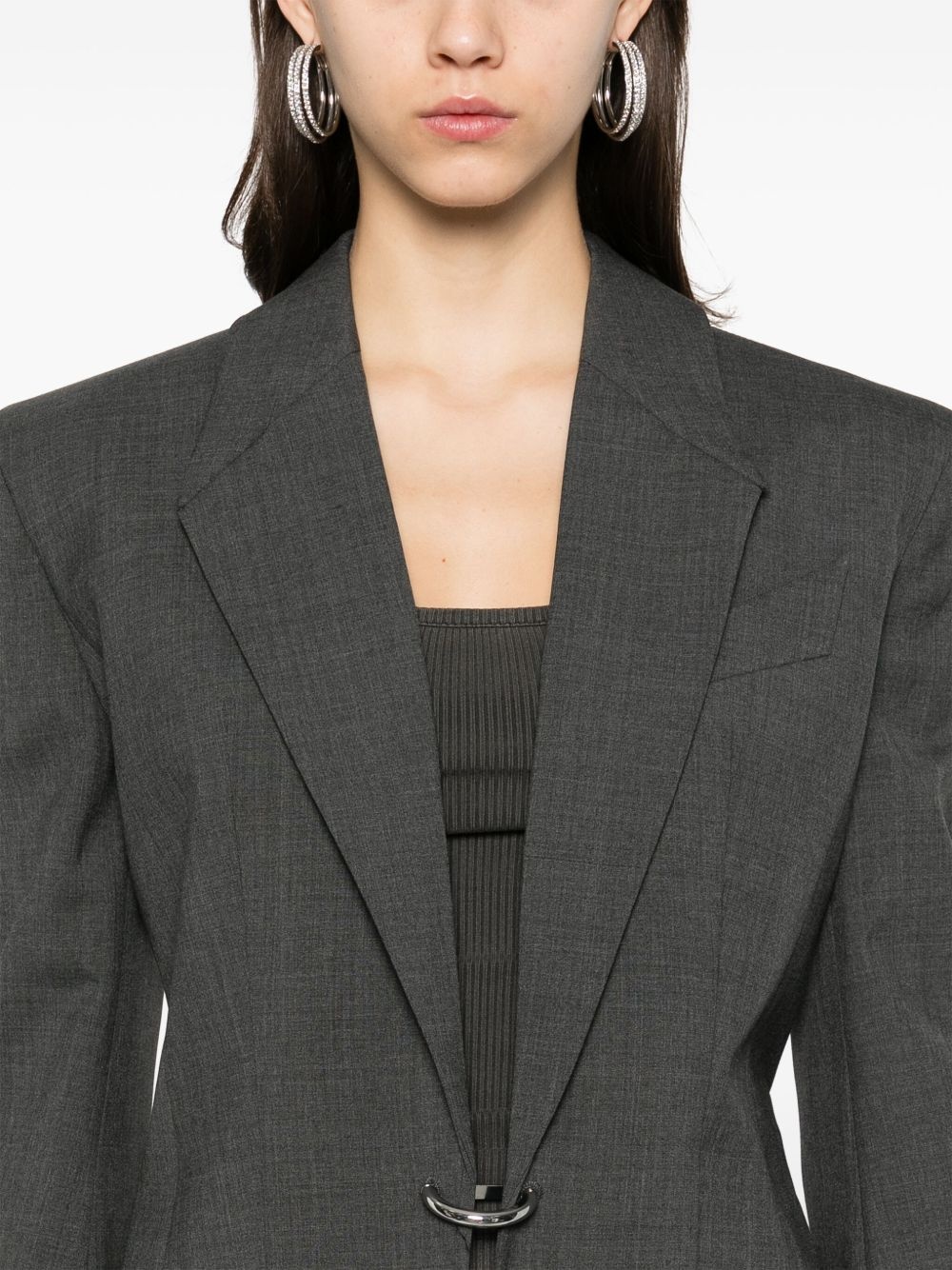 ring-detail blazer - 5