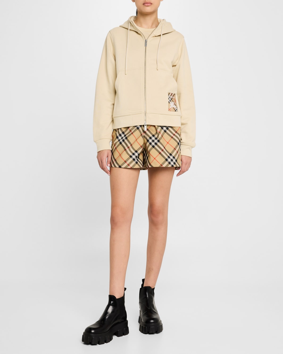 Burberry Logo Patch Zip-Up Hoodie | neimanmarcus | REVERSIBLE