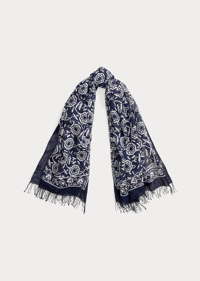 Floral Block-Print Scarf 1