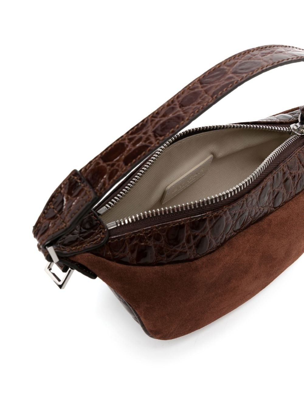 suede crocodile shoulder bag - 5