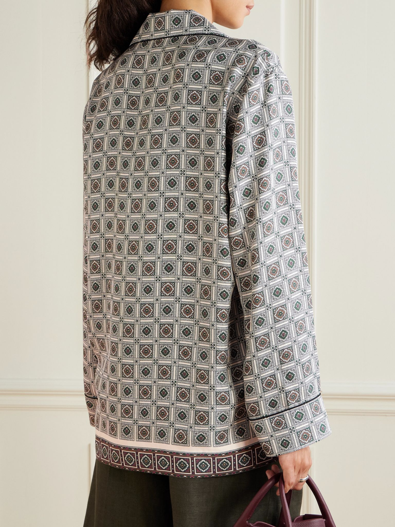 Lian printed silk-twill shirt Gray - 4