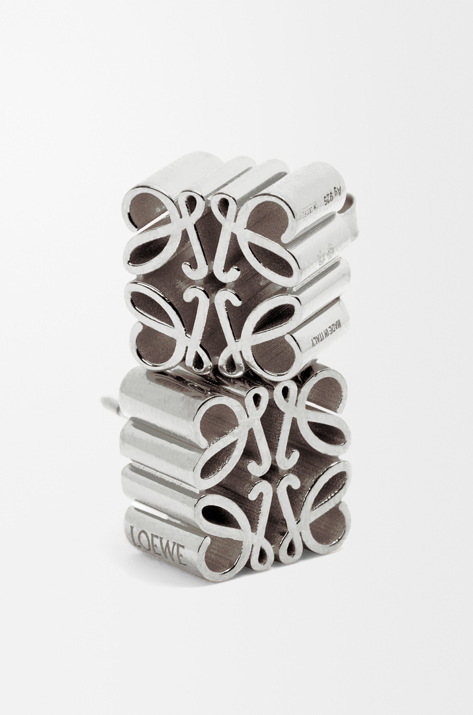 Anagram stud earrings in sterling silver - 3
