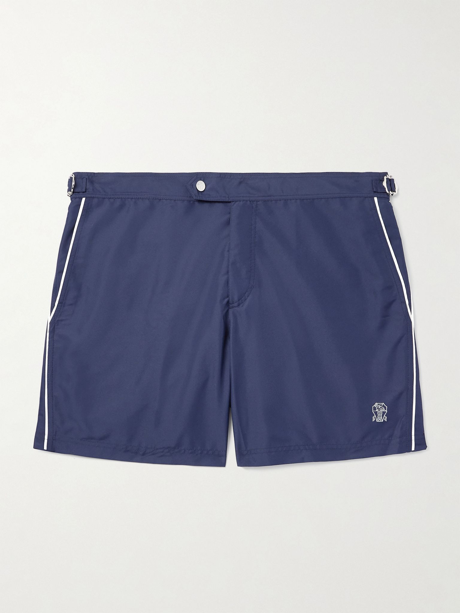 Straight-Leg Mid-Length Swim Shorts Blue - 1