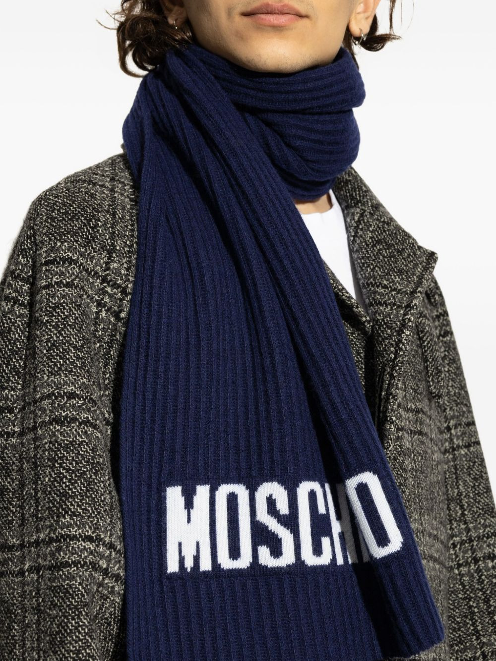 ribbed logo scarf - 5