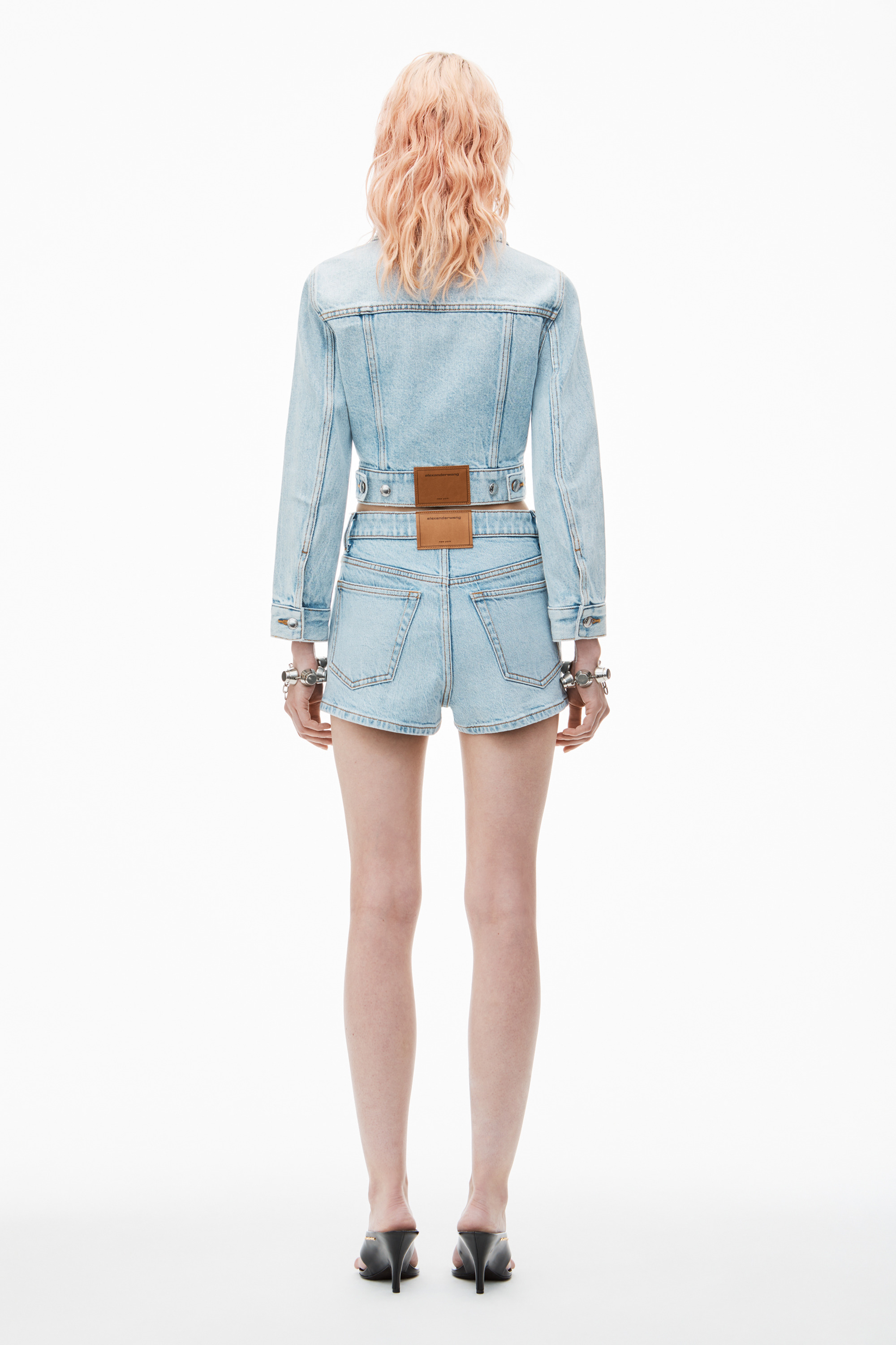 Mid Rise Mini Skort in Comfort Denim Stretch - 3