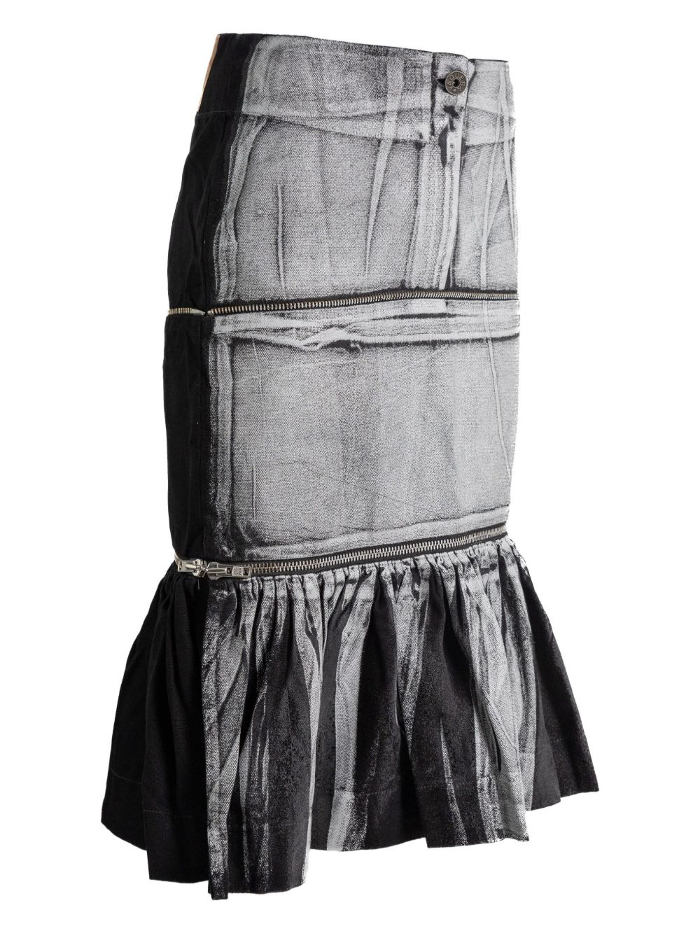 zip-detail ruffled skirt - 2