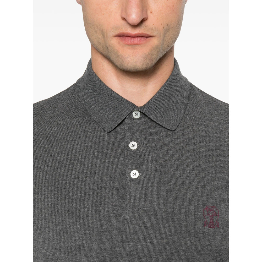 Brunello Cucinelli Grey Polo Shirts Men - 2