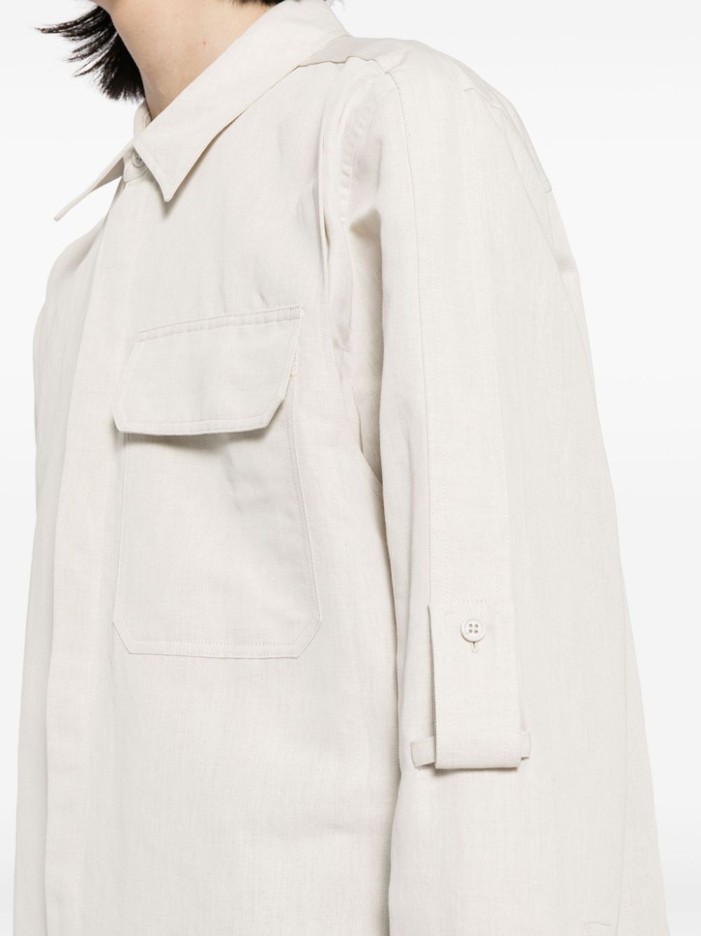 cotton-linen twill shirt - 5