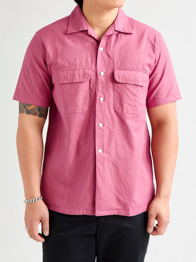 BEAMS PLUS Panama Cloth Open Collar Shirt in Dusty Pink outlook