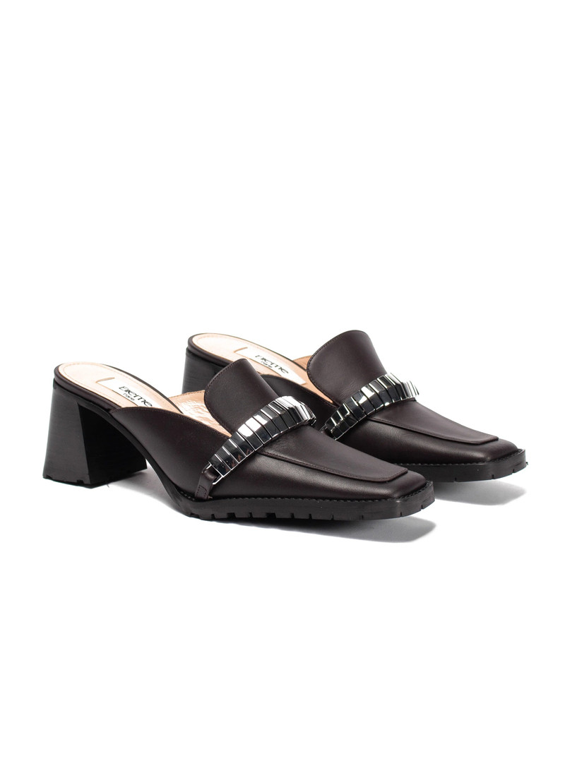 Eva Loafer Mule Leather/Metal Brown 1