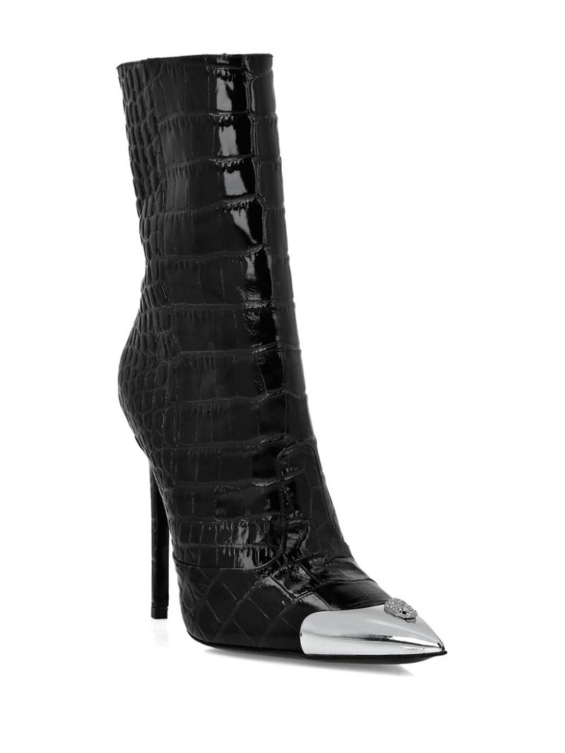 PHILIPP PLEIN 120mm skull-appliqué croco boots outlook