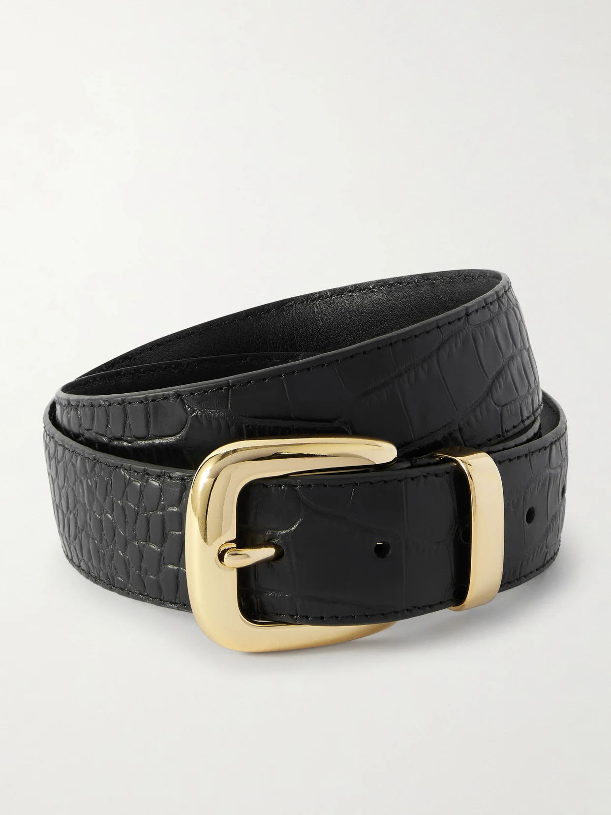 Croc-effect Leather Belt - 1