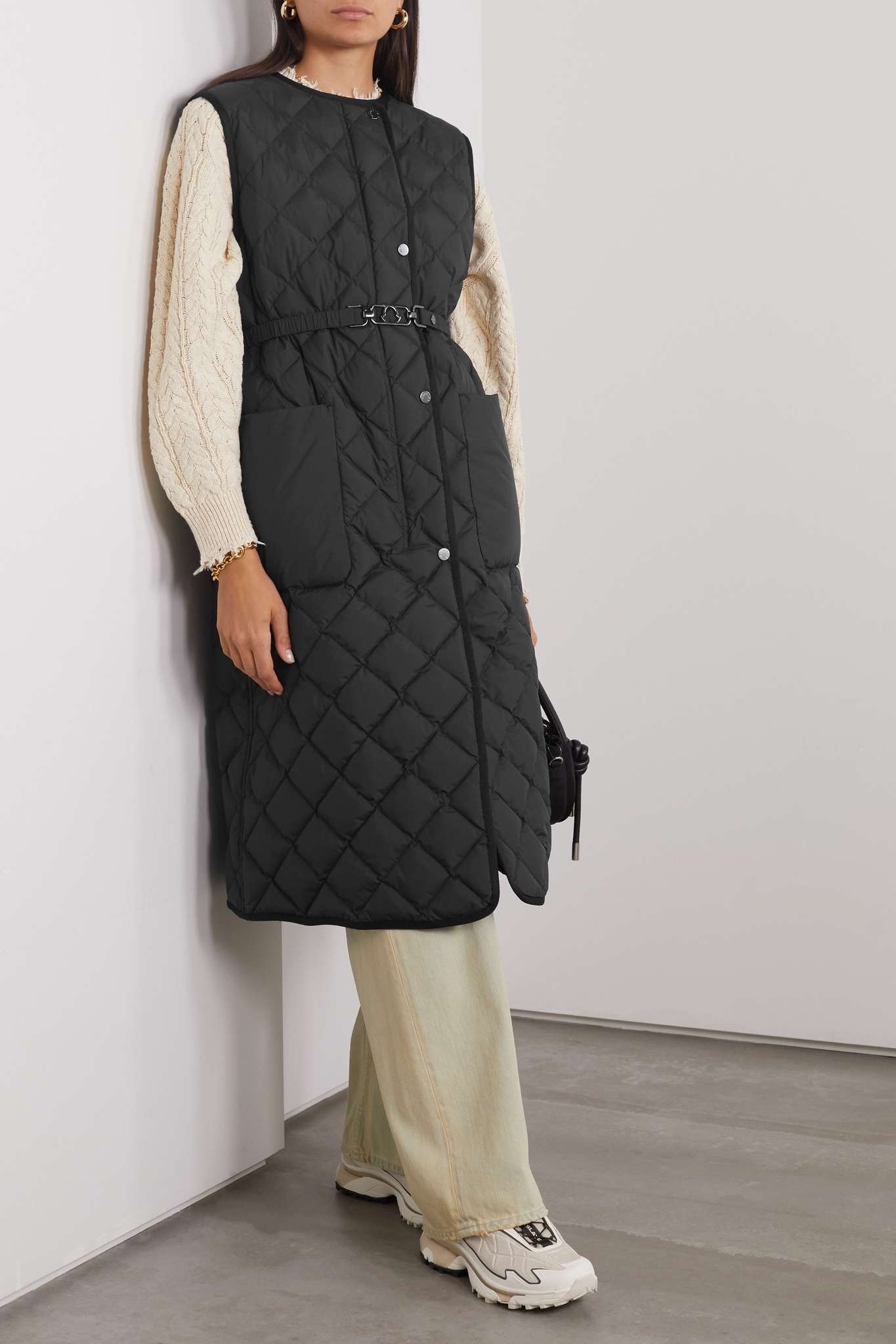 Butor appliquéd belted quilted shell down gilet - 3
